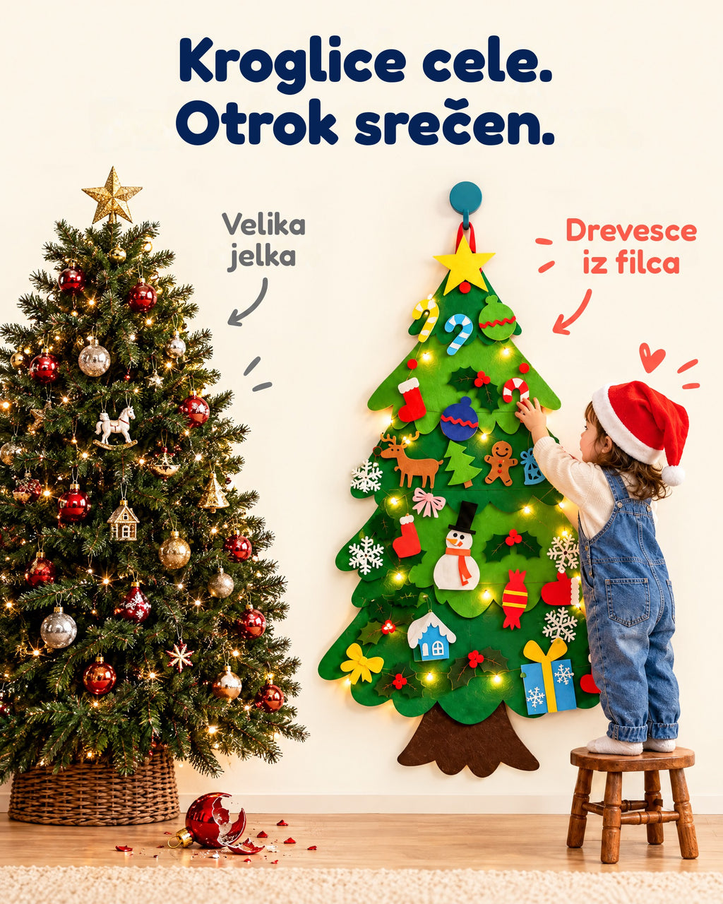 Otrok okrasi drevesce sam