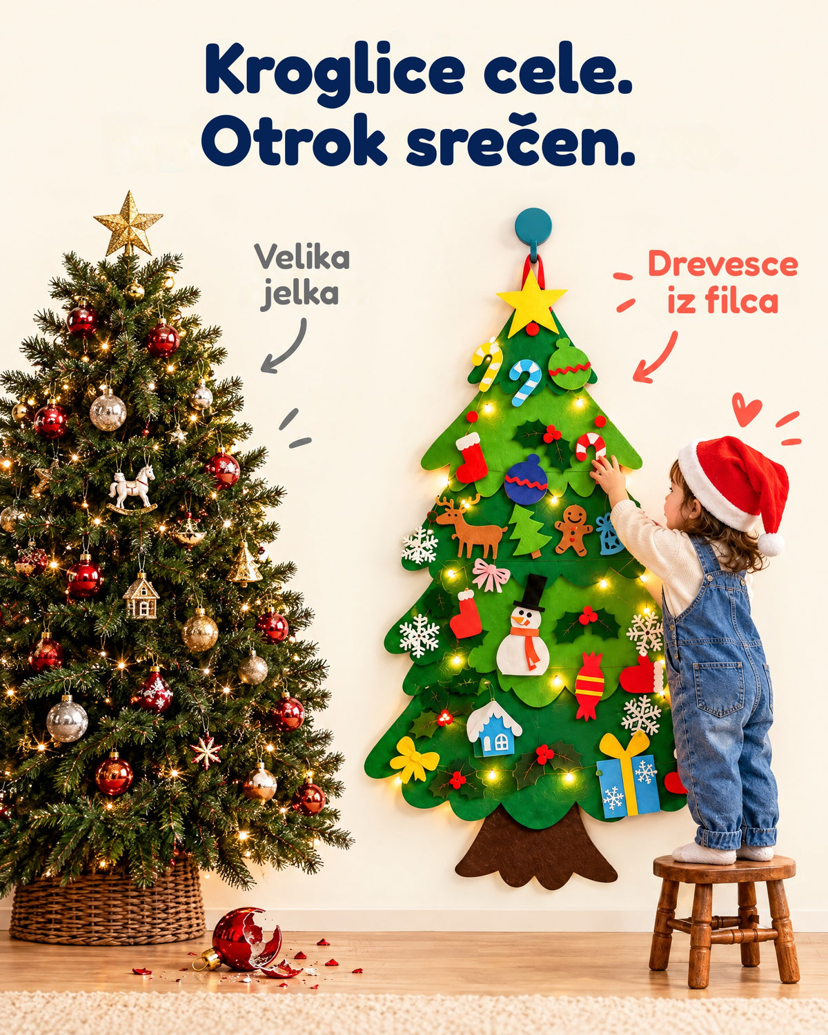 Otrok okrasi drevesce sam